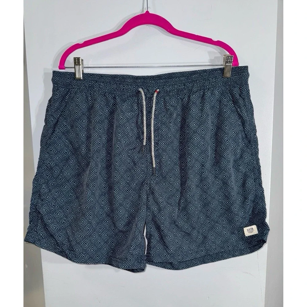 Katin Spiral Volley Swim Trunk‎ - blue with dark blue geometric design men's XX